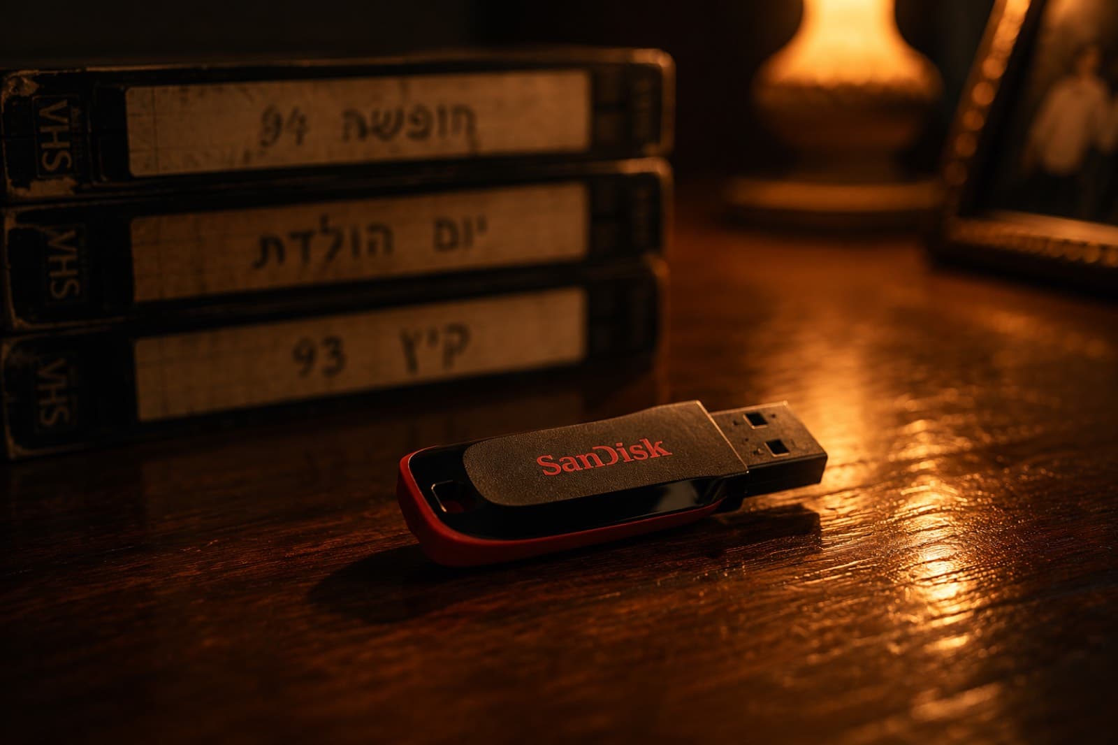 USB SanDisk עם קבצים דיגיטליים אחרי המרת קלטות וידאו